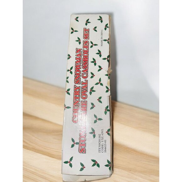 Country Snowman Stoneware Oval Casserole Set - Picture 5 of 11